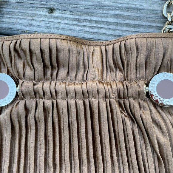 BVLGARI Women Handbag Clutch Brown Bag Gold Tone Hardware Made in Italy - Picture 4 of 12